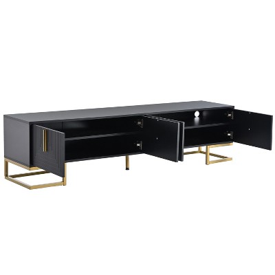 NicBex Modern TV Stand with Metal Legs for TVs up to 80 Inches,TV Media Console Table with Cabinets and Adjustable Shelves