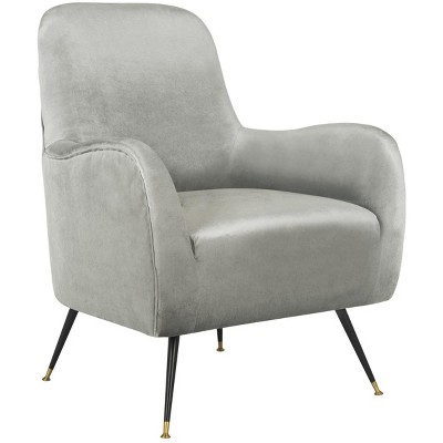 Elegant Transitional Beige Velvet Accent Chair with Gold Cap Legs