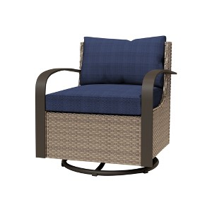 YARDSIGHT Outdoor Swivel Rocker Patio Set ¨C Rattan Chairs with Cushions & Stainless Steel Armrest Frames Ideal for Garden, Backyard, Porch - 1 of 4
