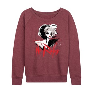 Women's - Cruella -  Lightweight French Terry Wide Neck Long Sleeve Shirt - 1 of 4