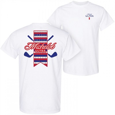 Mens Michelob Ultra Golf Scorecard White Colorway Front/Back Print T-Shirt