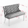 TOBILI Velvet Double Dining Loveseat Bench, Kitchen & Dining Seating, 2-Seat Tufted Bench w/Handmade Buttons,Gold-Plated Steel Legs - 3 of 4