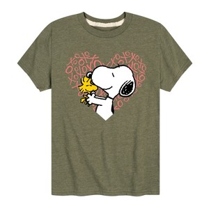 Boys' - Peanuts - Snoopy Woodstock Xo Heart Short Sleeve Graphic T-Shirt - 1 of 4