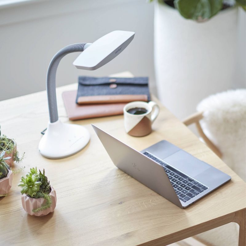 Smart Light Full Spectrum LED Desk Lamp with Adjustable Brightness (Includes LED Light Bulb) White - Verilux, 4 of 11