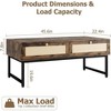 46in Metal Frame Rattan Coffee Table with Hidden Compartment and Storage Shelf, Center Rectangular Tables with 2 Drawers - 2 of 4