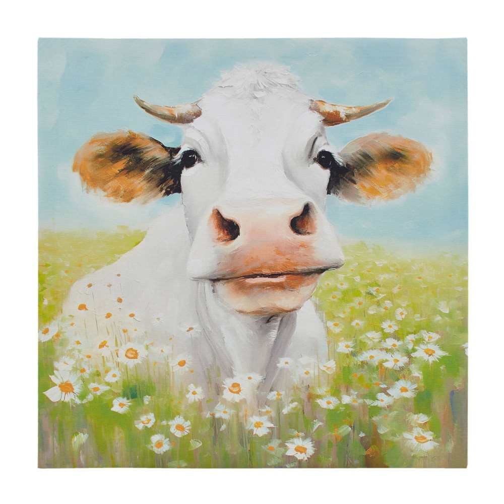Photos - Wallpaper Madison Park 16"x16" Sunshine Happy Farm Animals Canvas Wall Decor Art Cow
