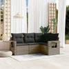 vidaXL 4 Piece Patio Sofa Set with Cushions - Gray Without Table - 2 of 4
