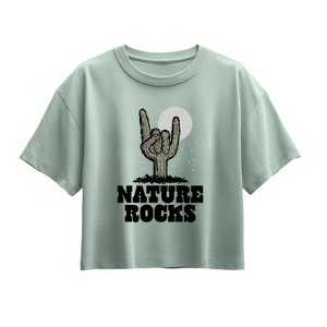 Girls' - Instant Message - Nature Rocks Short Sleeve Boxy Graphic T-Shirt - 1 of 3