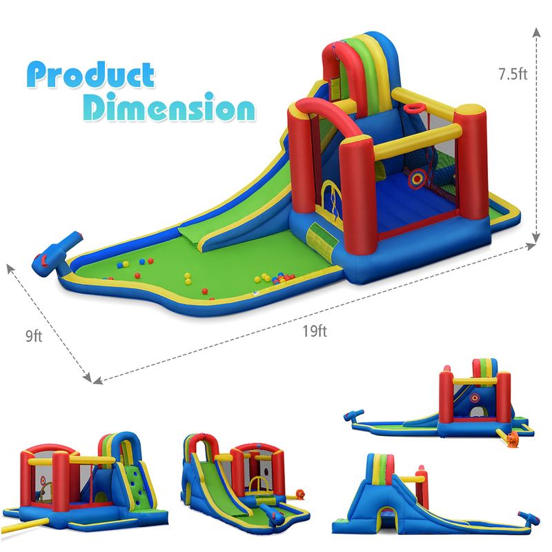 Costway Inflatable Kid Bounce House Slide Climbing Splash Pool Jumping Castle Without Blower, 2 of 11