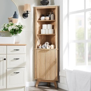 SinCiDo 68" Tall Corner Cabinet with Modern Fluted Design, Adjustable Shelves & Curved Profile for Bathroom, Living Room, Kitchen - 1 of 4
