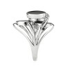 Slickblue Stylish Stainless Steel Cocktail Ring - Clear CZ Stone, Black Enamel Detail, Sizes 5-10, High Polished Finish - 4 of 4
