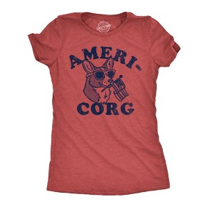 Womens Funny T Shirts Americorg Sarcastic Fourth Of July Dog Graphic Tee For Ladies - Crazy Dog Women's T Shirt - 1 of 4