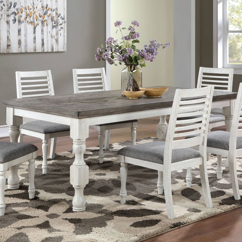 78&#34; Cambrien Rustic Two-Tone Dining Table Antique White/Gray - HOMES: Inside + Out, 3 of 10