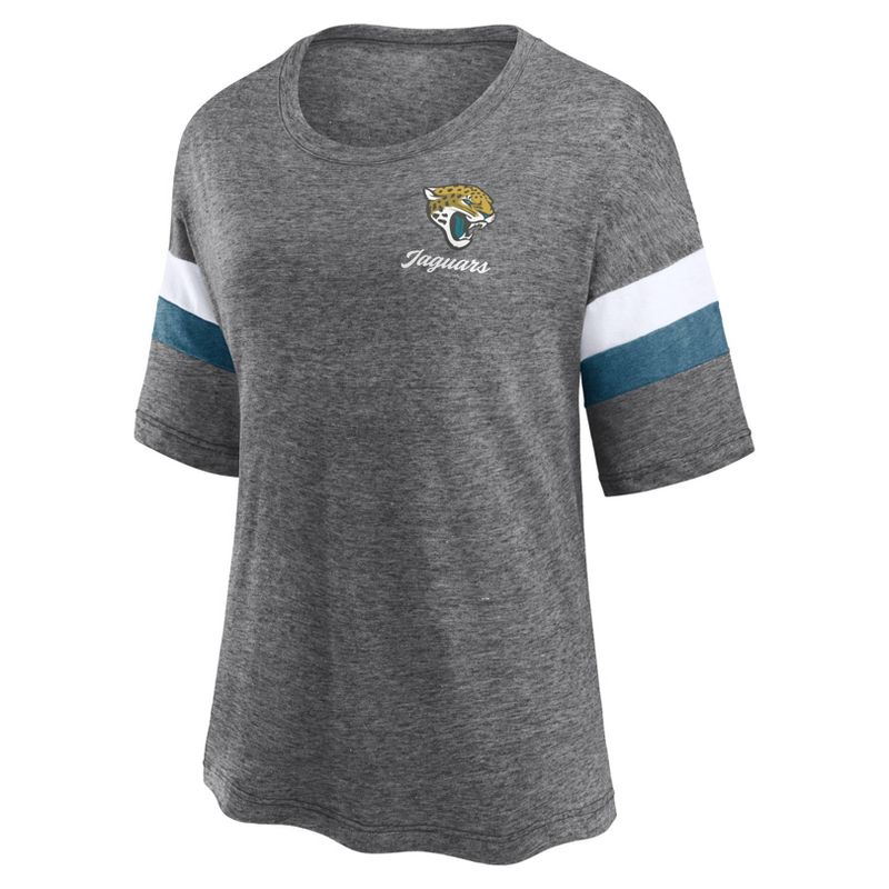 NFL Jacksonville Jaguars Women&#39;s Weak Side Blitz Marled Left Chest Short Sleeve T-Shirt, 2 of 4