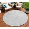 Silver And Ivory Geometric Washable Indoor Outdoor Area Rug - 2 of 4