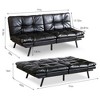 Vipbear 71" Futon Convertible Memory Foam Sofa Bed, Modern Loveseat for Living Room, Adjustable Armrests Backrest Sofabed, Faux Leather - Black - 3 of 4