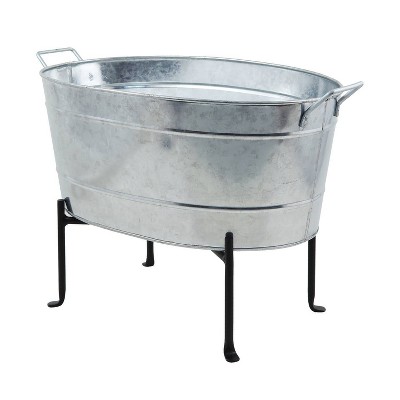 24" Galvanized Steel Oval Tub with Folding Stand