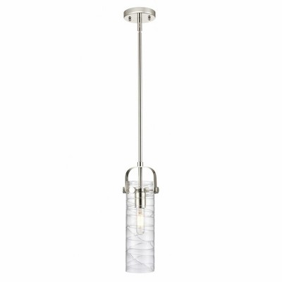 Pilaster II Cylinder - 1 Light Stem Hung Pendant In Industrial Style-14.5 Inches Tall and 5 Inches Wide
