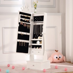 46" Kids Jewelry Cabinet with Full-Length Mirror, Storage Drawers and Jewelry Armoire for Kids Bithday - 1 of 4
