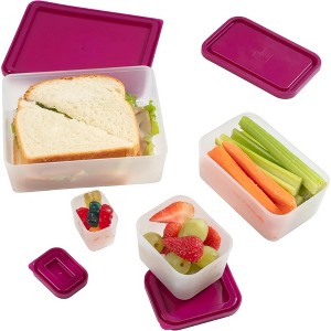 Bentology Raspberry Meal Holder Set - 4 Microwave Safe, Leak Proof Containers for Meal Prep, Snacks & Leftovers - 1 of 4