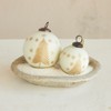 Storied Home Round Hand-Painted Glass Ball Ornament with Etched Trees and Stars, Matte Ivory Color and Gold Finish - 2 of 3