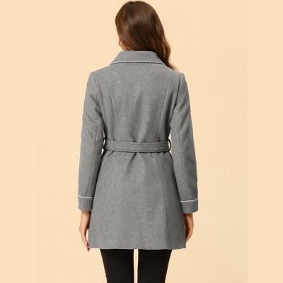 INSPIRE CHIC Women's Winter Elegant Lapel Collar Long Trench Coat Light Grey Large — фото 4