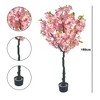 Tall Artificial Cherry Blossom Tree, Faux Flower Tree with Realistic Leaves and Trunk, Fake Potted Blossom Tree for Home Office Indoor Outdoor - 3 of 4