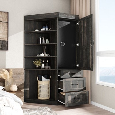 FUFU&GAGA Corner Storage Cabinet with Built-in Safe,Steel Security Box with Key Lock,Organizer for Valuables/Armed Equipment,Home/Office Protection