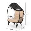 Coolbibila Rattan Standing Basket Chair With Fabric Cushion,Faux Rattan Outdoor Patio Lounge Chair,Wicker Stationary Patio Arm Egg Chair - 4 of 4