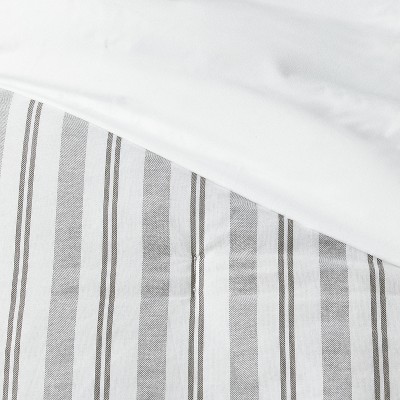 Threshold 8pc Queen Reversible Classic Stripe Comforter Set Gray/White - Threshold™: Percale, Includes Euro Shams & Bed Skirt — фото 5