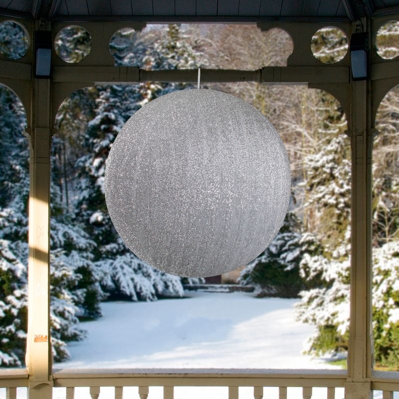 Northlight Tinsel Inflatable Christmas Ball Ornament Outdoor Commercial Decoration - 19.5" - Silver, 2 of 4