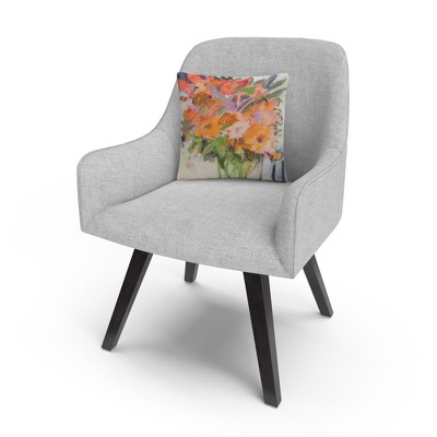 Orange Bouquet Floral Watercolor 16" x 16" Microfiber Throw Pillow