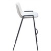 Faux Leather Barstool, 39" H White With Black Powder Coated Steel Frame and Armrests by Zuo Modern (Set of 2) - 3 of 4