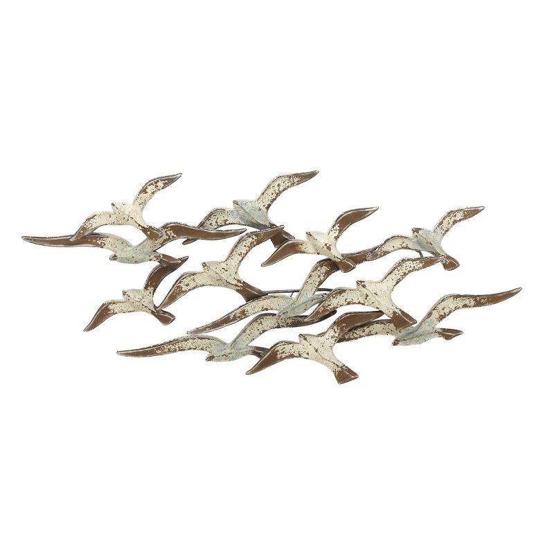 Metal Bird Flying Flock Of Wall Decor White - Olivia &#38; May, 1 of 15