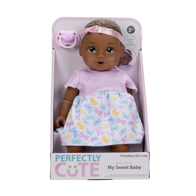 Perfectly Cute 14&#34; Girl Baby Doll - Brown Hair, Dark Brown Eyes