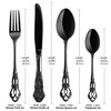 30-Piece Flatware Set for 6, Stainless Steel Retro Silverware with Vintage Baroque Design, Mirror Finish & Dishwasher Safe(Black) - 2 of 4