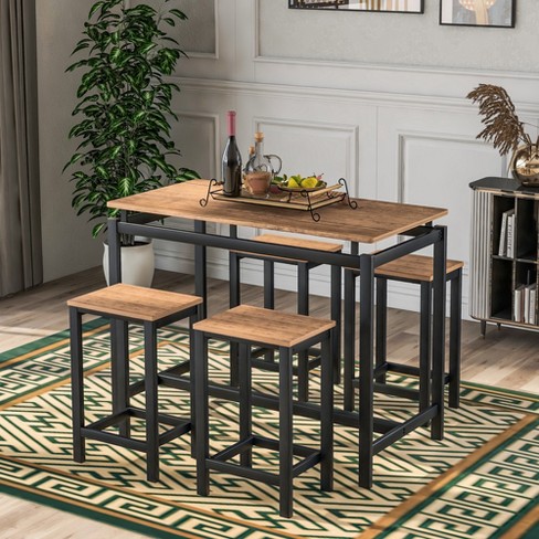 Industrial Rectangular Bar Height Table Small Dining Table for Breakfast  Nook Metal Black