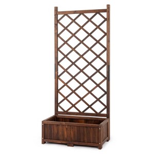 Karl Home 67 Inch Height Outdoor Garden Wood Planter Box with Trellis - 1 of 4