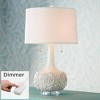 Possini Euro Design Natalia Country Cottage Table Lamp 27" Tall White Glaze Floral Ceramic with Table Top Dimmer Fabric Shade for Bedroom Living Room - 2 of 4