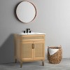 JONATHAN Y VAN1008 Javer 20 in. W x 18 in. D x 33 in. H Rattan Modern Farmhouse 2-Shelf Bath Vanity Cabinet Only (Sink Basin not Included), Oak - 2 of 4