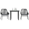 vidaXL Patio Dining Set with Cushions Garden Table and Chairs Poly Rattan Glass - Black 31.5" x 31.5" x 29.1" 2 Pieces - 2 of 4