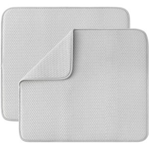 LunaLulinlk Dish Drying Mat for Kitchen 2 Pack, Absorbent Microfiber Dishes Drainer Mats 19.2 x 15.8 Inch, Gray - 1 of 4