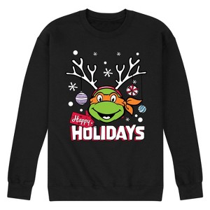 Men's - Teenage Mutant Ninja Turtles - Happy Holidays Graphic Fleece Sweatshirt - 1 of 4