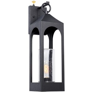 LamQee 20.87 inch Large Outdoor Wall Lights with Seeded Glass Modern Outdoor Wall Lantern Sconces with Dusk to Dawn Sensor - 1 of 4