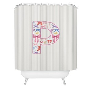 Deny Designs April Lane Art Fancy Bow Monogram Shower Curtain - 1 of 3