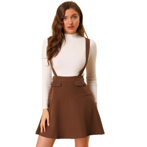 INSPIRE CHIC Women's Adjustable Straps Flared Mini Suspender Skirts - 1 of 4