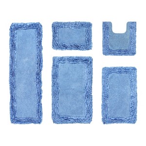 Shaggy Border Collection 5-Piece Bath Rug Set 100% Cotton Tufted Weave Ruffle Border Pattern Bathroom Rug for Machine Washable Bathmat - 1 of 4