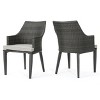 Christopher Knight Home Hillhurst Outdoor Wicker and Iron Dining Chairs with Cushions (Set of 2) - 2 of 4