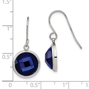 Chisel Stainless Steel Polished with Blue Glass Dangle Earrings Shepherd Hook - 1 of 4
