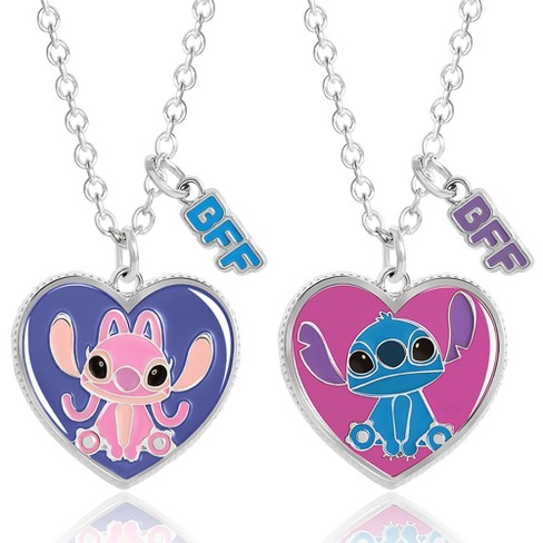 Disney Stitch Girls Bff Necklace With Angel And Stitch Charm